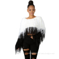 2021 New Arrivals Knitted Fall Casual Fashionable Long Sleeve Women Clothes Tassel White Black Sexy Crop Tops Women's Sweaters